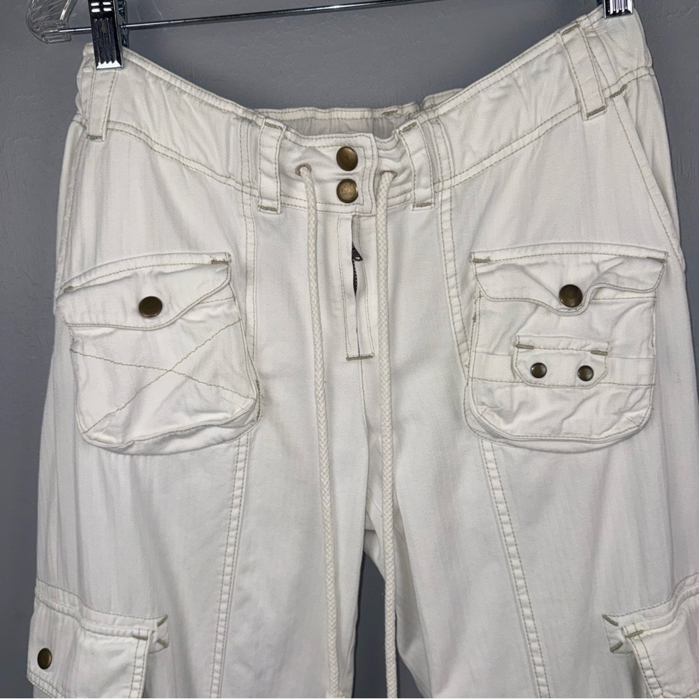 Free People Tahiti Cargo Pants Women’s S Ivory Ankle Length Boho Utility-Style - Picture 3 of 13